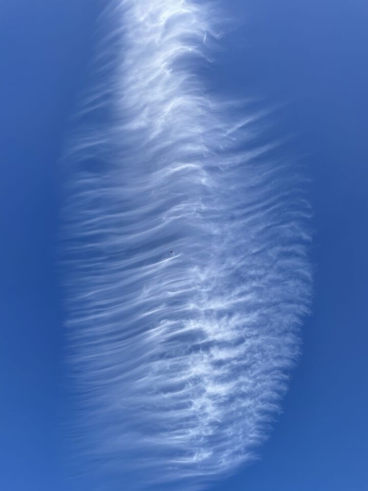 Donker rondje overdag onder wolk foto