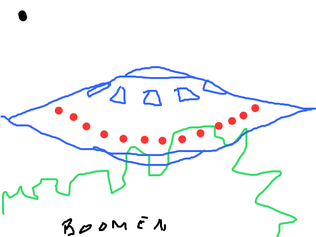 OP VIDO EEN UFO BOVEN DE BOMEN schets